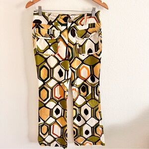 Vintage Young at Heart Velvet Printed Flare Pants Sz S